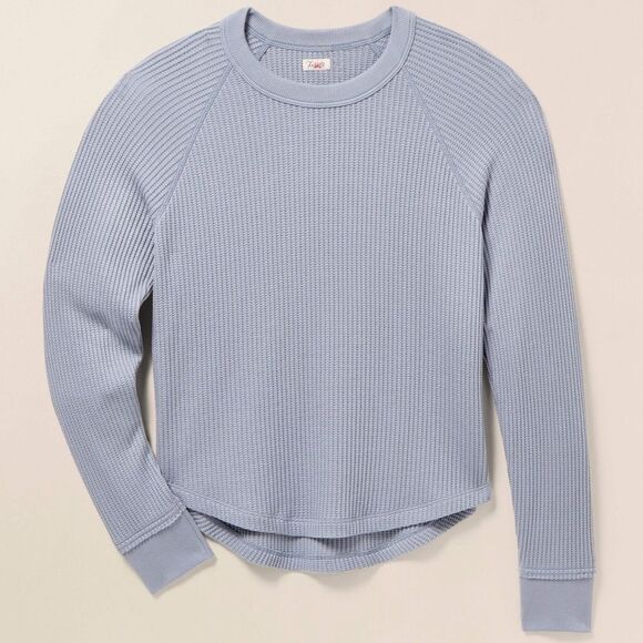 Faherty Tops - FAHERTY LEGEND WAFFLE LAYERING CREW Gray Blue Color XS